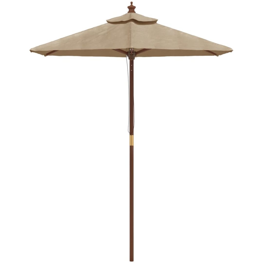Parasoll med trästång 196x231 cm mullvadsbrun vidaXL – bild 3