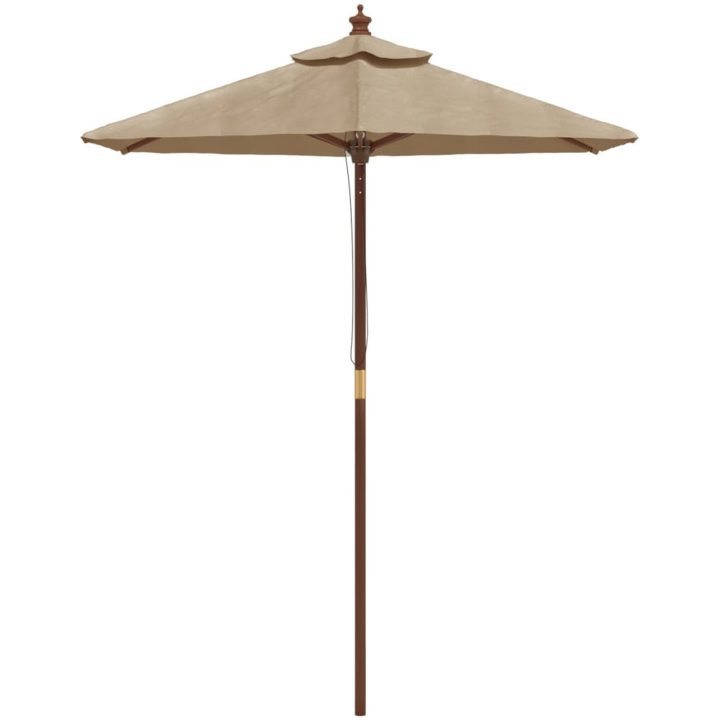 Parasoll med trästång 196x231 cm mullvadsbrun vidaXL – bild 3