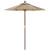 Parasoll med trästång 196x231 cm mullvadsbrun vidaXL – miniatyr 4