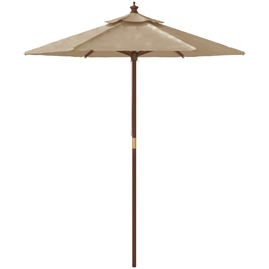 Parasoll med trästång 196x231 cm mullvadsbrun vidaXL – bild 4