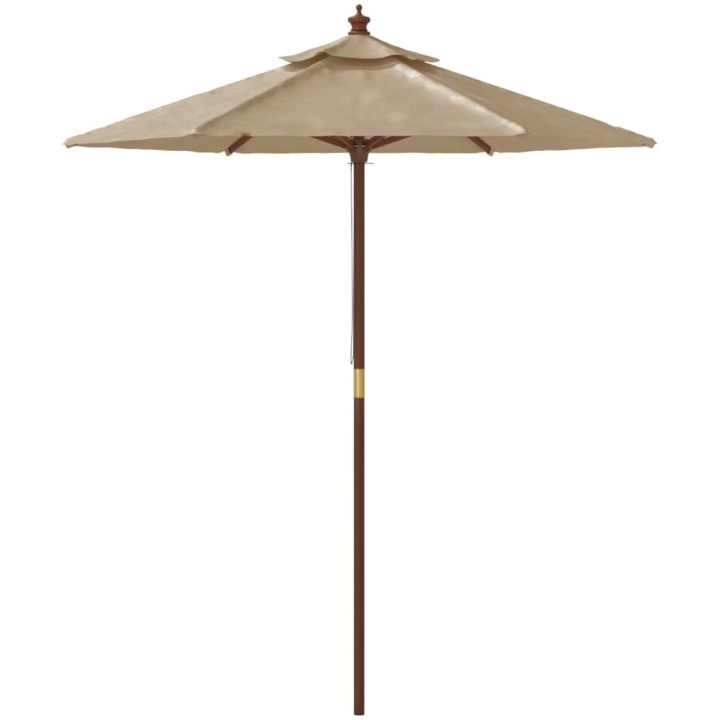 Parasoll med trästång 196x231 cm mullvadsbrun vidaXL – bild 4