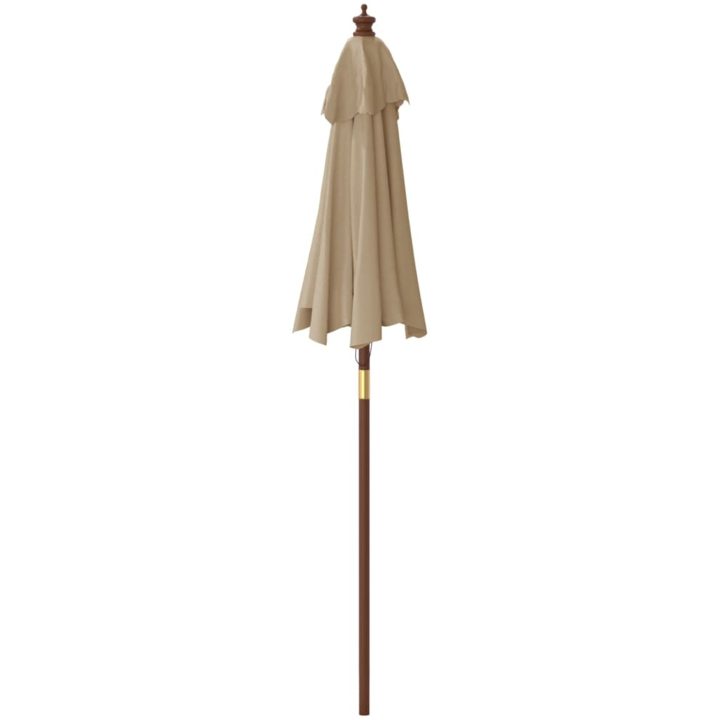Parasoll med trästång 196x231 cm mullvadsbrun vidaXL – bild 5