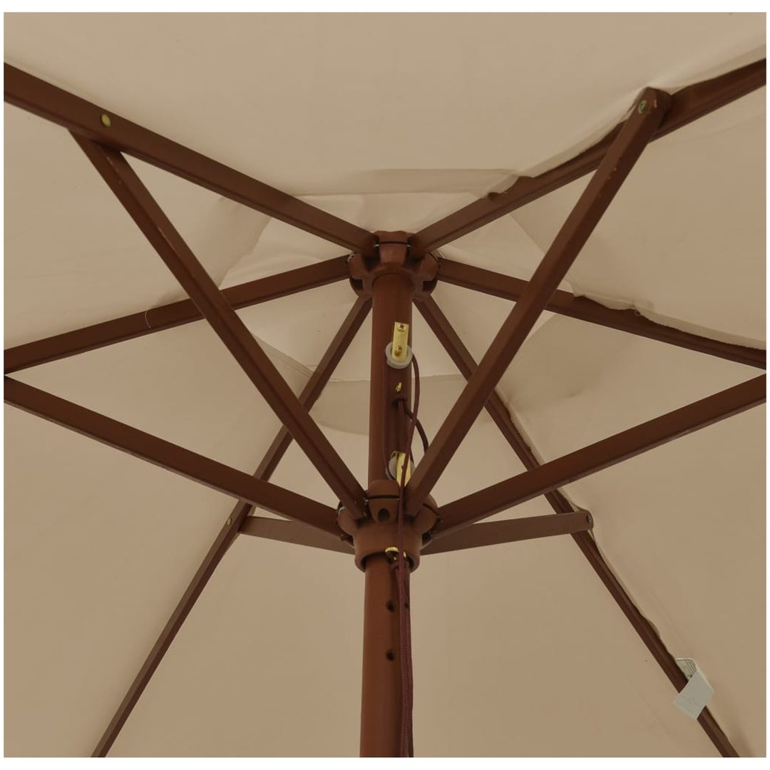 Parasoll med trästång 196x231 cm mullvadsbrun vidaXL – bild 6