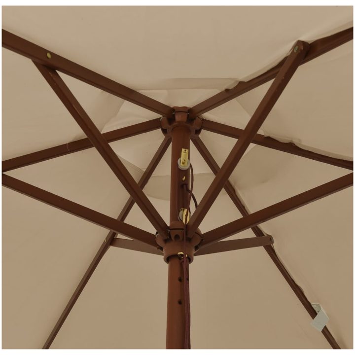 Parasoll med trästång 196x231 cm mullvadsbrun vidaXL – bild 6