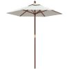 Parasoll med trästång 196x231 cm sandvit vidaXL – miniatyr 2