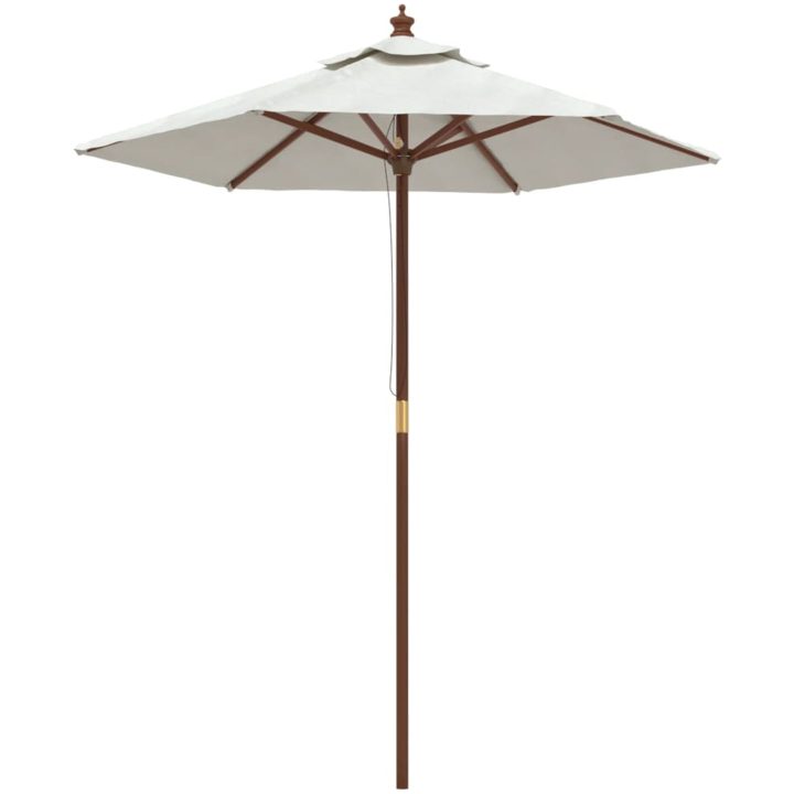 Parasoll med trästång 196x231 cm sandvit vidaXL – bild 2