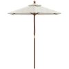 Parasoll med trästång 196x231 cm sandvit vidaXL – miniatyr 3