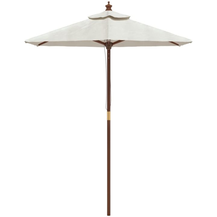 Parasoll med trästång 196x231 cm sandvit vidaXL – bild 3