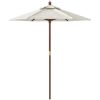 Parasoll med trästång 196x231 cm sandvit vidaXL – miniatyr 4