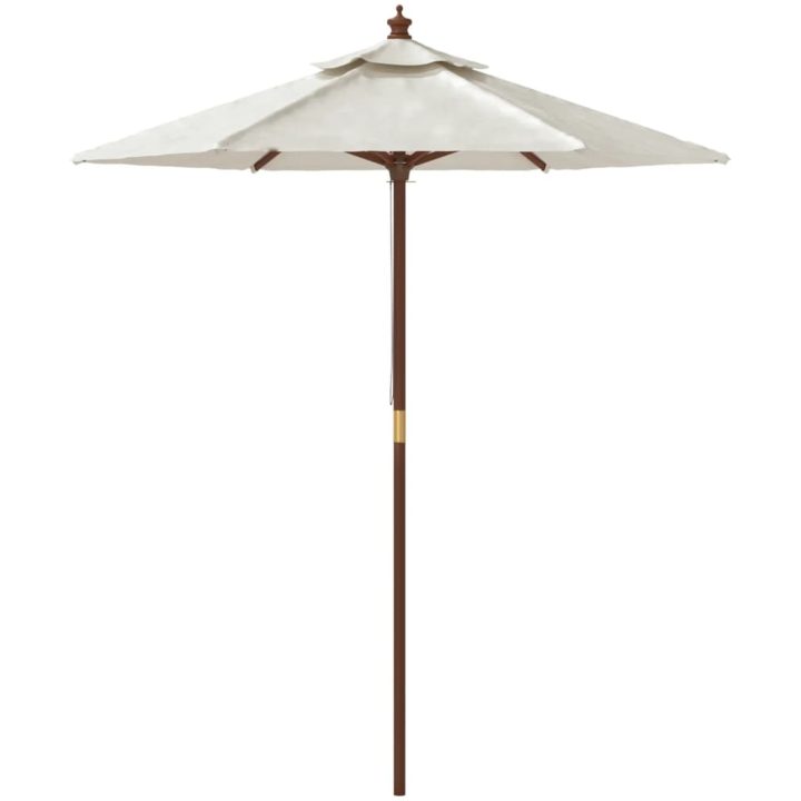 Parasoll med trästång 196x231 cm sandvit vidaXL – bild 4