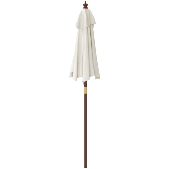 Parasoll med trästång 196x231 cm sandvit vidaXL – bild 5