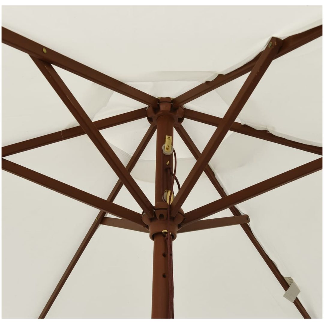 Parasoll med trästång 196x231 cm sandvit vidaXL – bild 6
