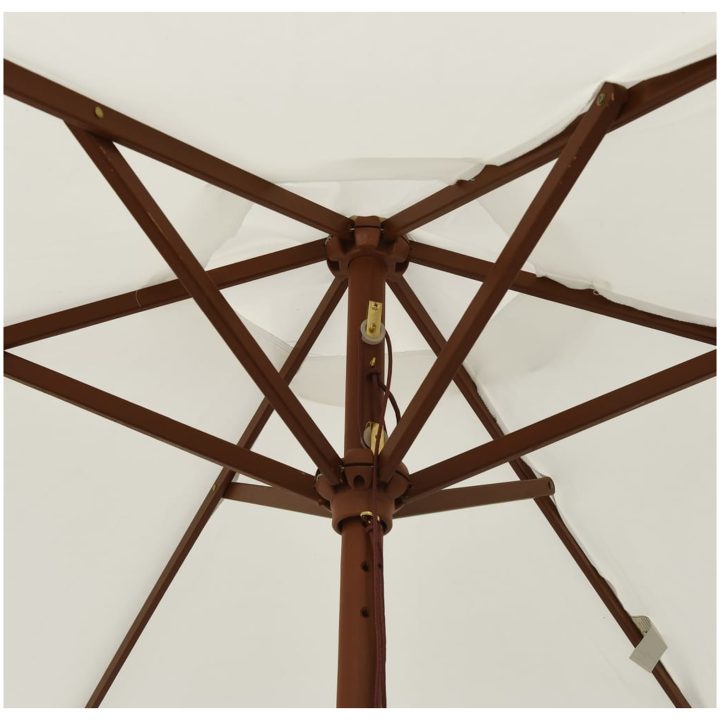 Parasoll med trästång 196x231 cm sandvit vidaXL – bild 6
