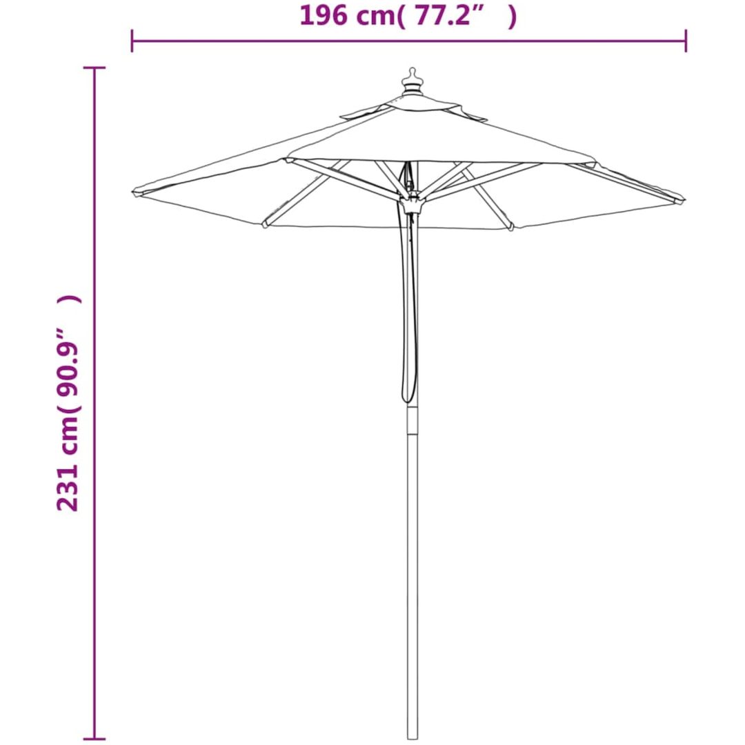 Parasoll med trästång 196x231 cm sandvit vidaXL – bild 8