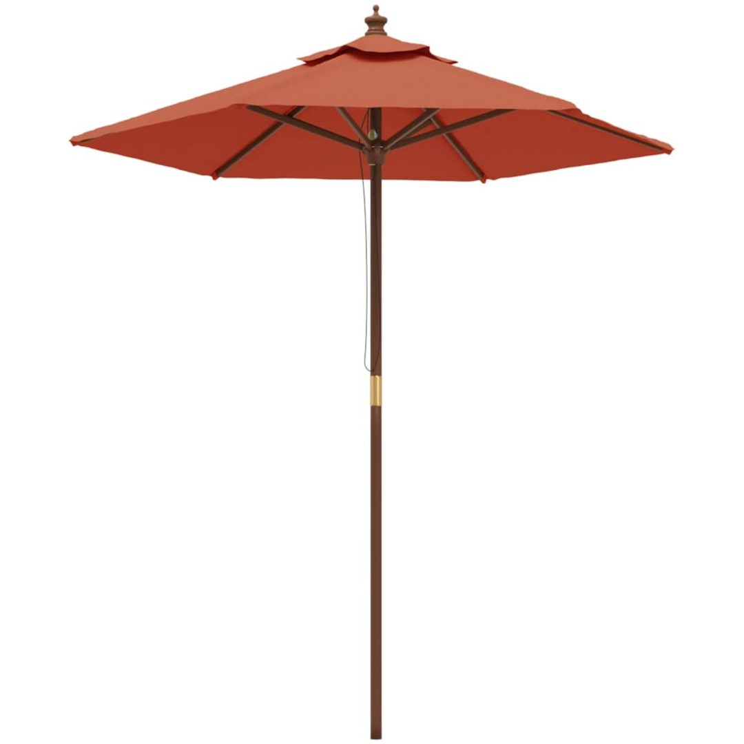 Parasoll med trästång 196x231 cm terrakotta vidaXL – bild 2