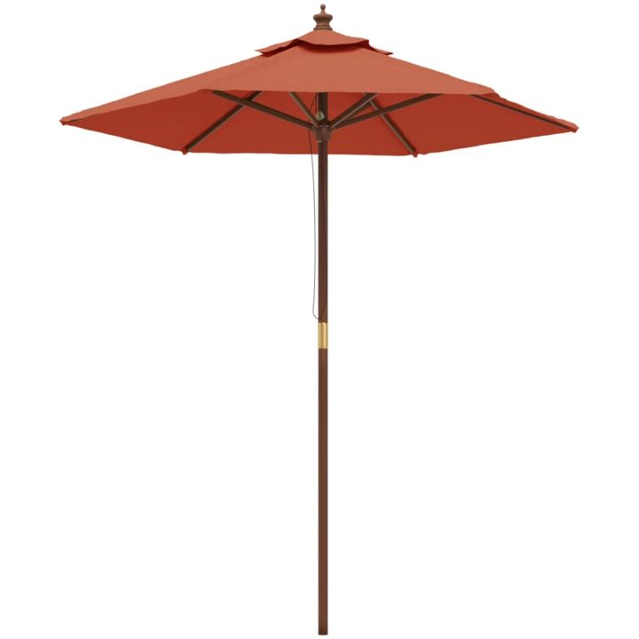 Parasoll med trästång 196x231 cm terrakotta vidaXL – bild 2