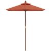 Parasoll med trästång 196x231 cm terrakotta vidaXL – miniatyr 3
