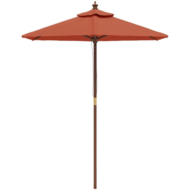 Parasoll med trästång 196x231 cm terrakotta vidaXL – bild 3