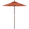 Parasoll med trästång 196x231 cm terrakotta vidaXL – miniatyr 4