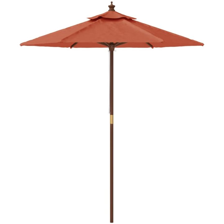 Parasoll med trästång 196x231 cm terrakotta vidaXL – bild 4