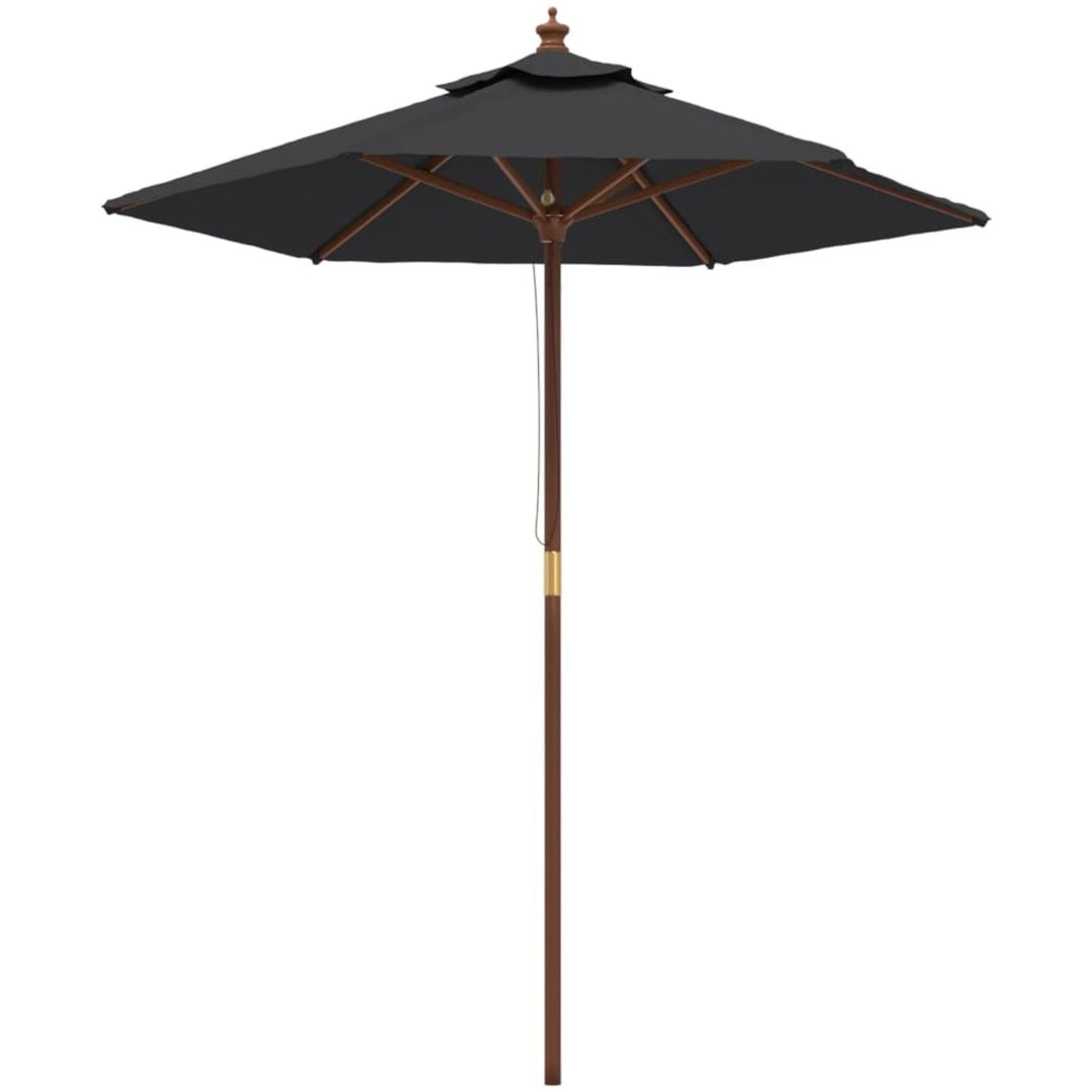 Parasoll med trästång 196x231 svart vidaXL – bild 2