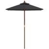 Parasoll med trästång 196x231 svart vidaXL – miniatyr 3
