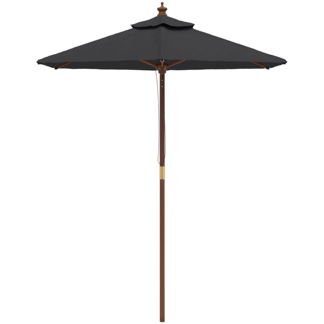 Parasoll med trästång 196x231 svart vidaXL – bild 3