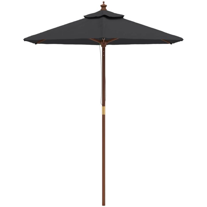 Parasoll med trästång 196x231 svart vidaXL – bild 3