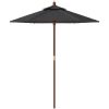 Parasoll med trästång 196x231 svart vidaXL – miniatyr 4