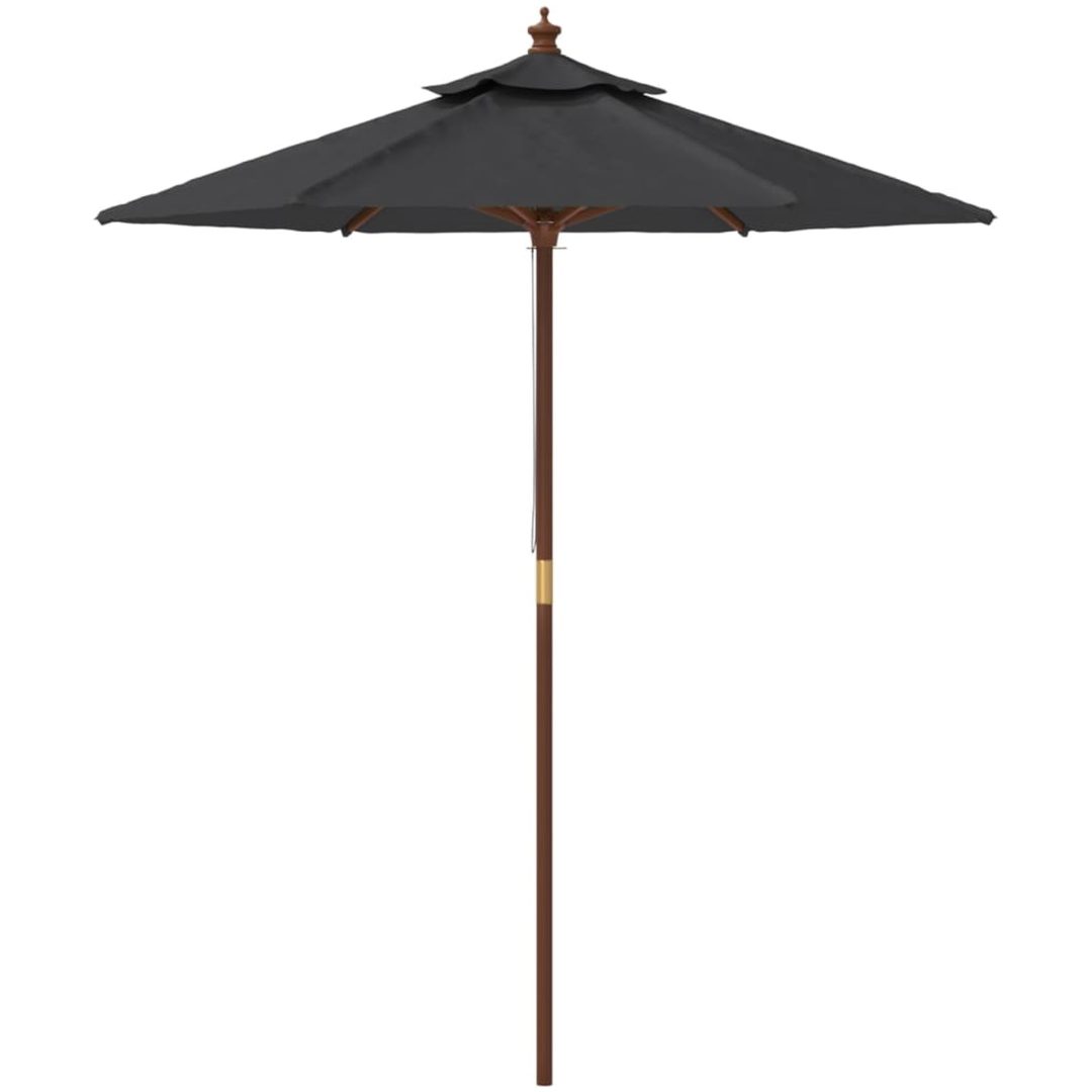 Parasoll med trästång 196x231 svart vidaXL – bild 4