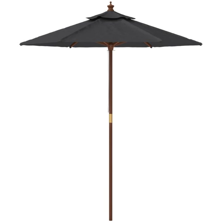 Parasoll med trästång 196x231 svart vidaXL – bild 4