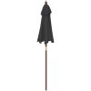 Parasoll med trästång 196x231 svart vidaXL – miniatyr 5