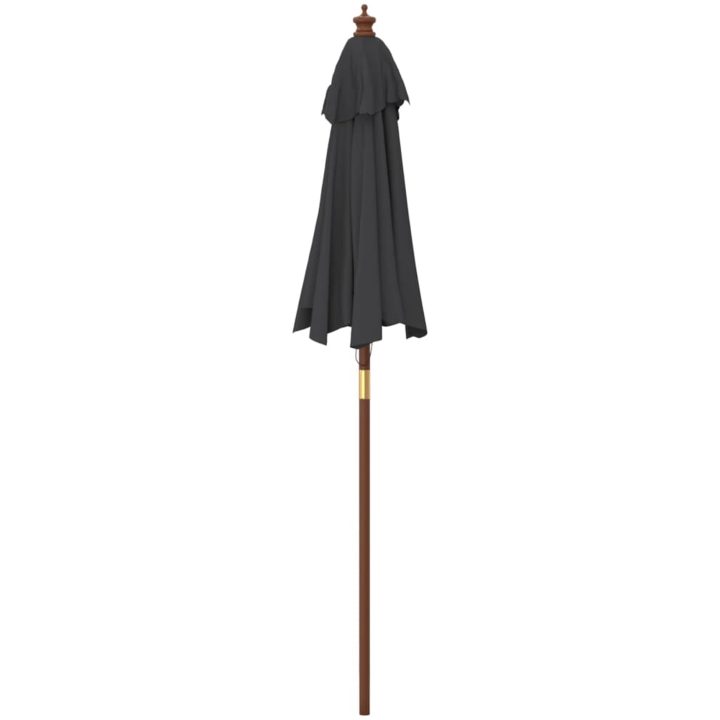 Parasoll med trästång 196x231 svart vidaXL – bild 5