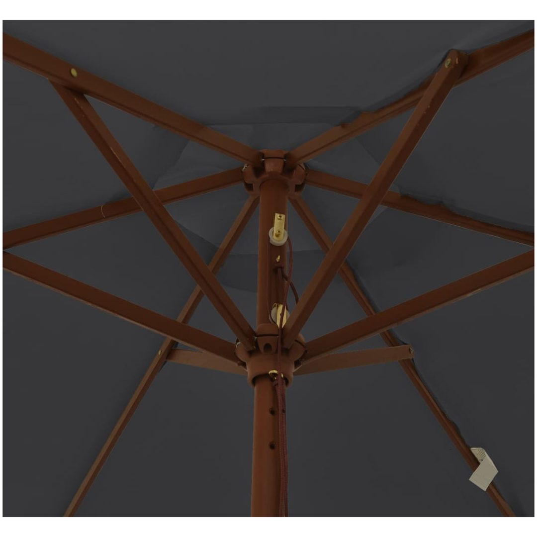 Parasoll med trästång 196x231 svart vidaXL – bild 6