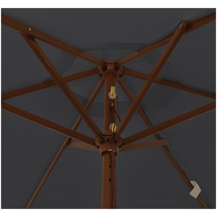 Parasoll med trästång 196x231 svart vidaXL – bild 6