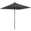 Parasoll med trästång 198x198x231 cm antracit vidaXL – miniatyr 2