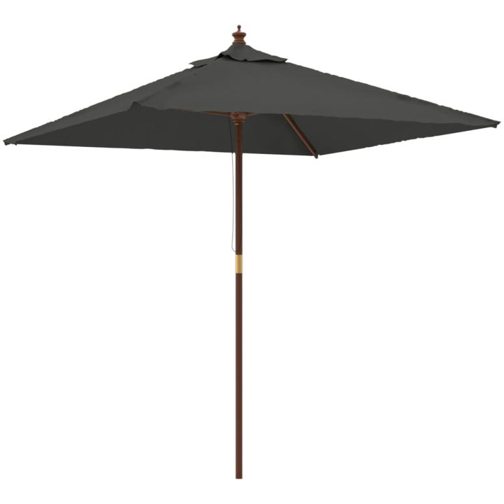 Parasoll med trästång 198x198x231 cm antracit vidaXL – bild 2