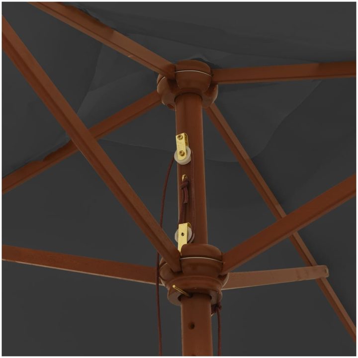 Parasoll med trästång 198x198x231 cm antracit vidaXL – bild 5
