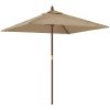 Parasoll med trästång 198x198x231 cm mullvadsbrun vidaXL – miniatyr 2