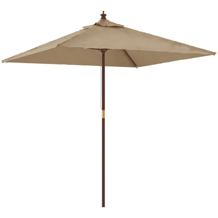 Parasoll med trästång 198x198x231 cm mullvadsbrun vidaXL – bild 2