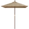 Parasoll med trästång 198x198x231 cm mullvadsbrun vidaXL – miniatyr 3