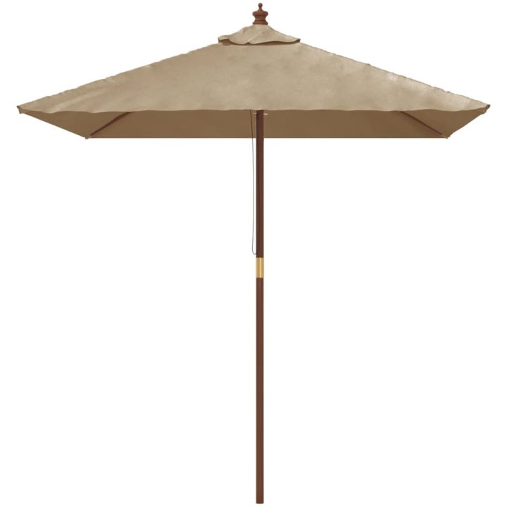 Parasoll med trästång 198x198x231 cm mullvadsbrun vidaXL – bild 3