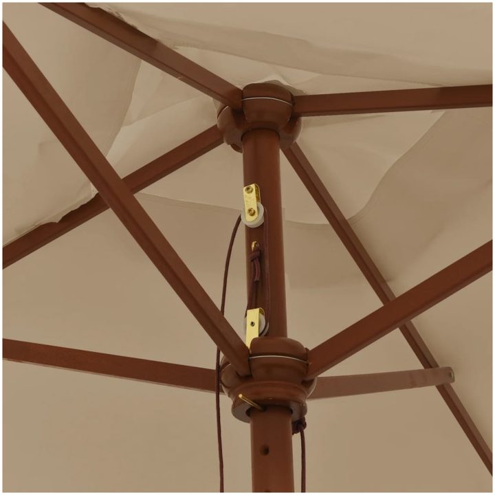 Parasoll med trästång 198x198x231 cm mullvadsbrun vidaXL – bild 5