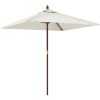 Parasoll med trästång 198x198x231 cm sandvit vidaXL – miniatyr 2