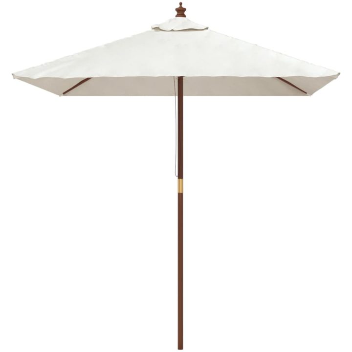 Parasoll med trästång 198x198x231 cm sandvit vidaXL – bild 3