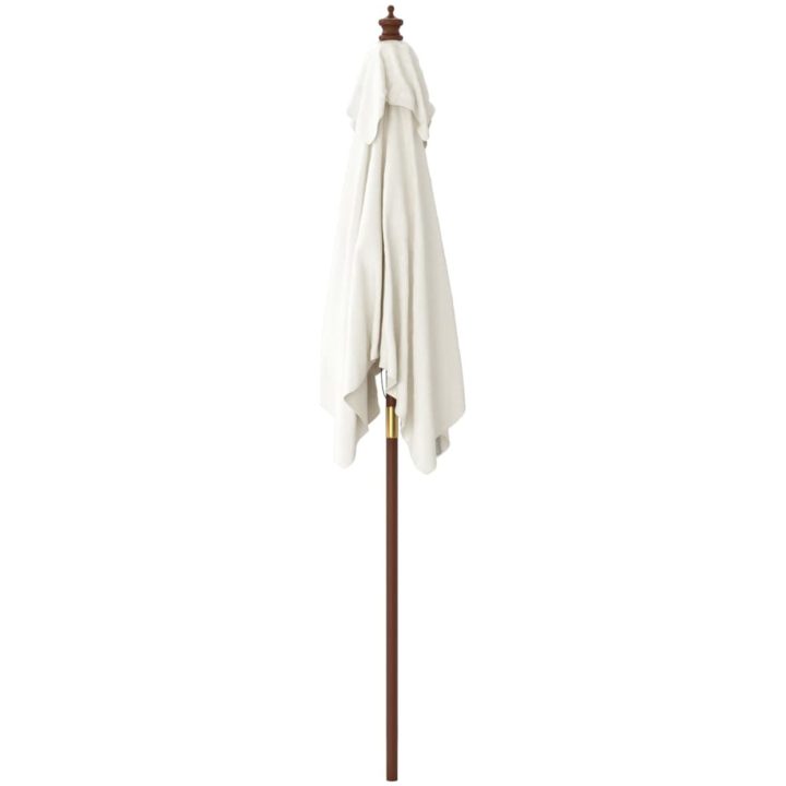 Parasoll med trästång 198x198x231 cm sandvit vidaXL – bild 4