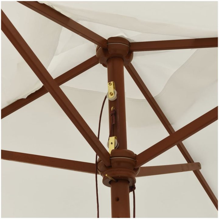 Parasoll med trästång 198x198x231 cm sandvit vidaXL – bild 5