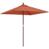 Parasoll med trästång 198x198x231 cm terrakotta vidaXL – miniatyr 2