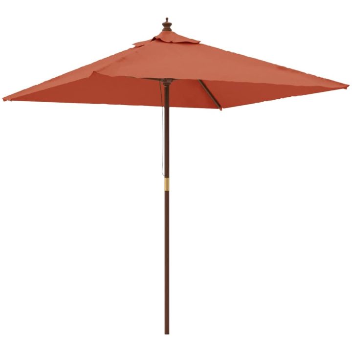Parasoll med trästång 198x198x231 cm terrakotta vidaXL – bild 2