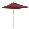 Parasoll med trästång 198x198x231 cm vinröd vidaXL – miniatyr 2